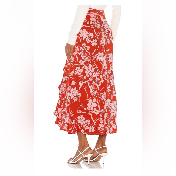 NWOT Song of Style Zahir Midi Skirt in Red Dahalia | Size Medium - Picture 2 of 7
